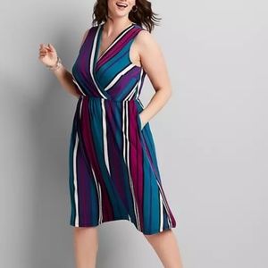 Lane Bryant Surplice Striped Dress Size 18/20